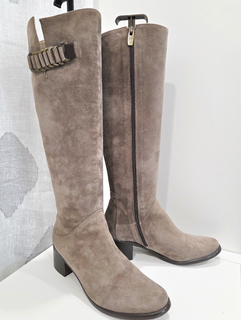 Linea Uno Mink Brown Leather Tall Boots Lavorazione Artigiana Italy Size 36